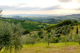 Vista panoramica sulla bassa valle dell'Orcia